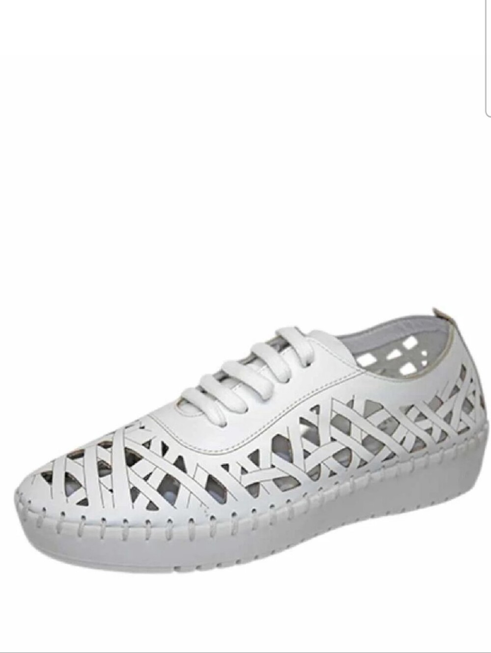 Eric Micheal White leather Lace-Up Women's Casual Sneakers EU 38 US 7/7.5